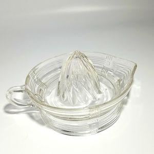 ￼Antiques,  Vintage Depression Glass Juicer - Basket weave patter